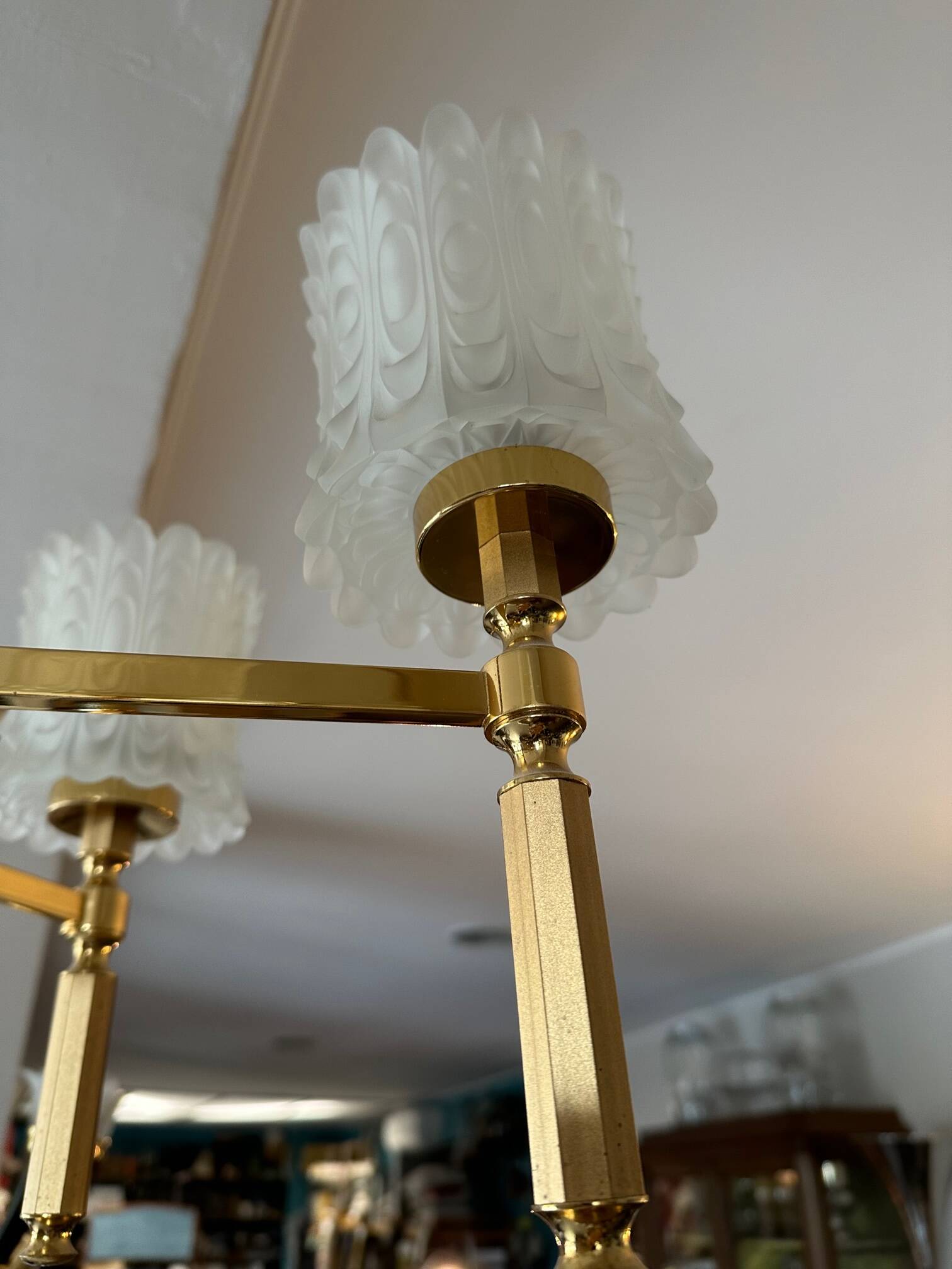 Brass and glass chandelier 1970
