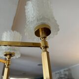 Lustre en laiton et verre 1970