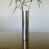 Minimalist "roll" soliflore vase in nickel-plated brass, 1970