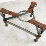 Mid century iron and leather coffee table, 1950s