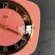 Vintage formica clock silent trapeze wall pendulum "Odo pink black"