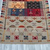 Unique and medium berber kilim, red rug, moroccan kilim, decoration rug