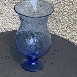 Blue blown glass tealight holder, Biot glassworks, collector's item