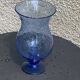 Blue blown glass tealight holder, Biot glassworks, collector's item