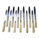 12 cheese or fruit knives "Aux 2 lions" with bovine horn handles