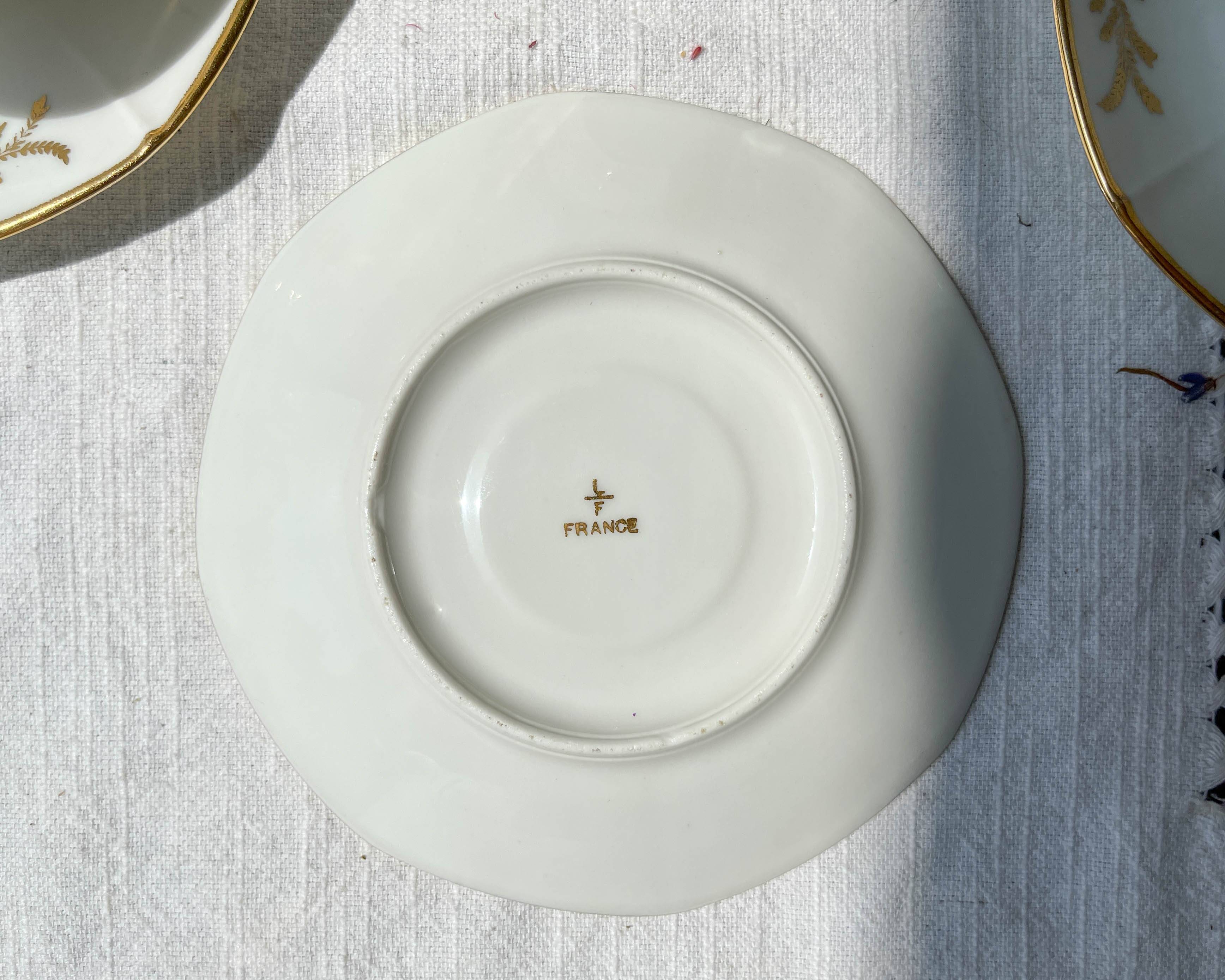 Vintage tea/coffee set in white porcelain with Limoges gold trim