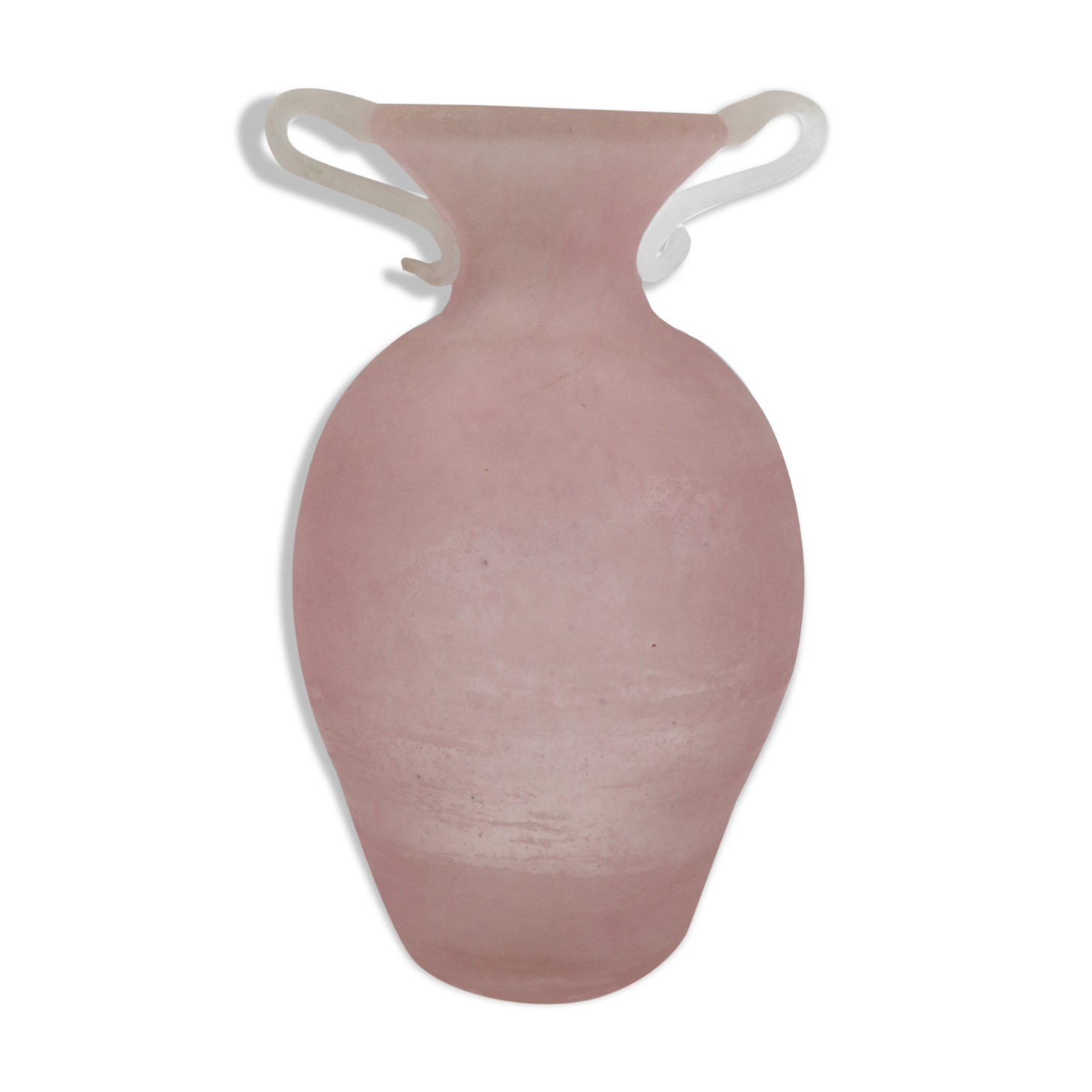 Vase/amphora satin pink and white, Murano Nason