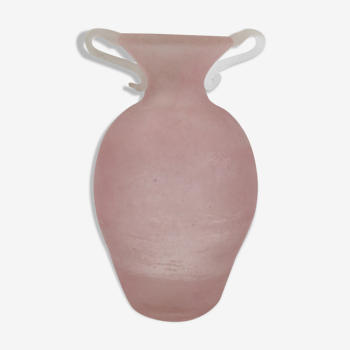 Vase/amphora satin pink and white, Murano Nason