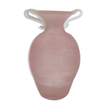 Vase/amphora satin pink and white, Murano Nason