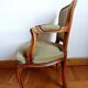 Fauteuil cabriolet vert Louis XV