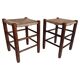 Style Charlotte Perriand, paire de tabourets en bois rustique et paille, France, vers 1950.