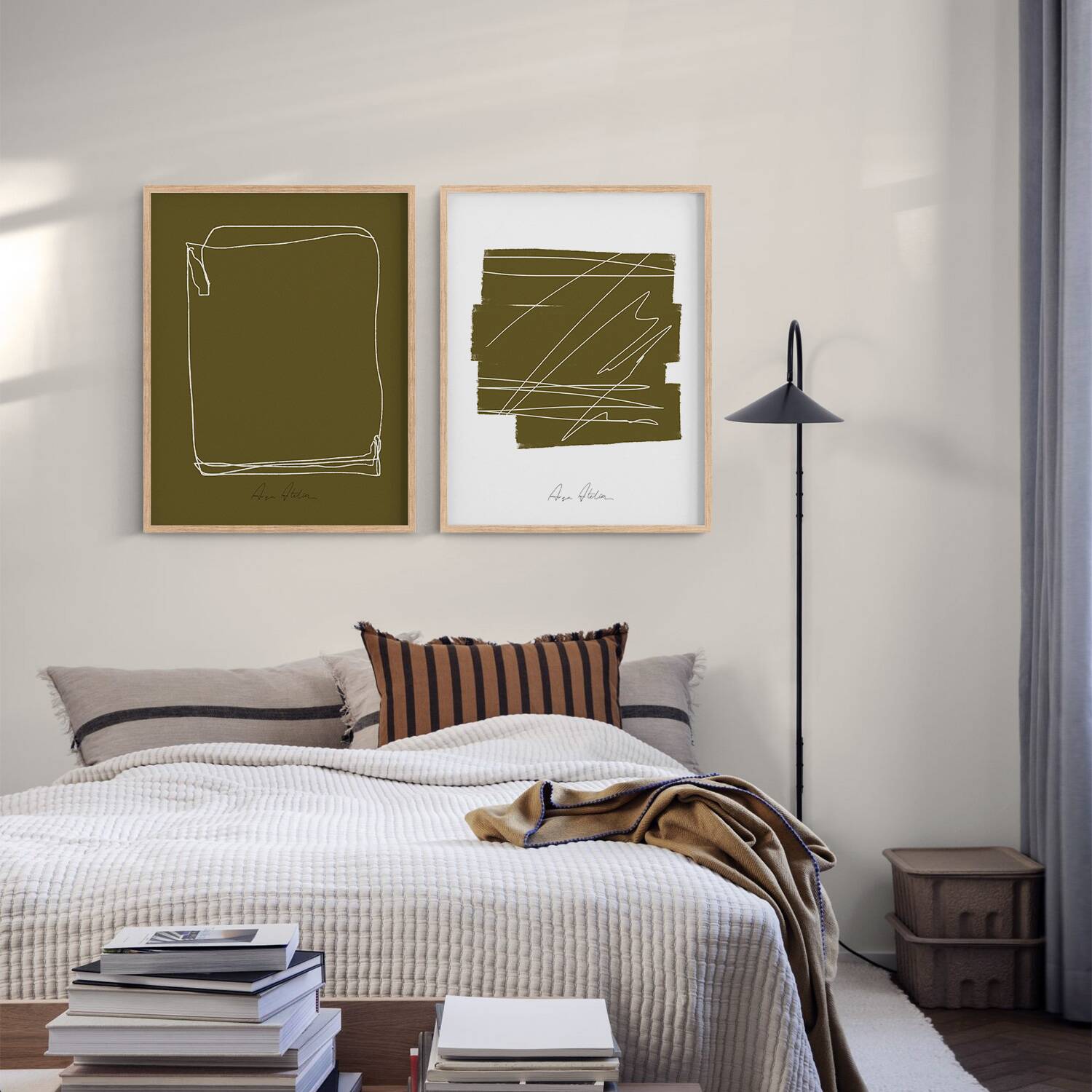 Pair of prints, abstract wall art set of two, 50x70cm