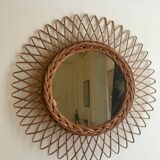 Vintage rattan sun mirror