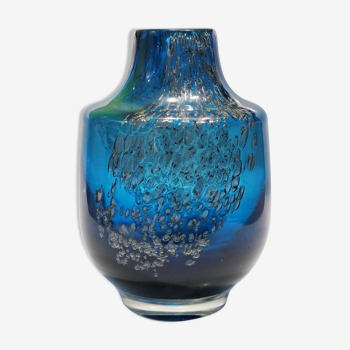 Vase en verre de Murano à inclusions de bulles 1960's