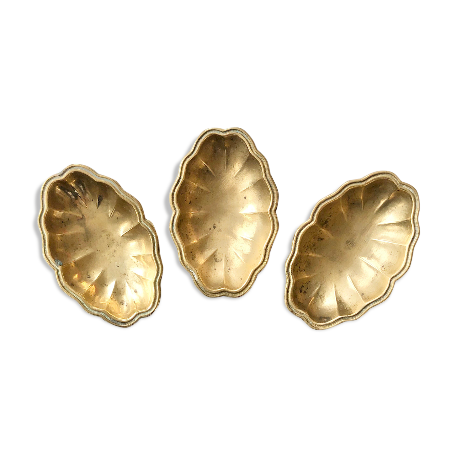 Set of 3 vintage cups in the shape of gold brass flowers