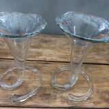 Pair of so-called "corolla" vases in Murano glass