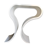 Console blanche laquée, forme ruban courbé