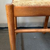 4 charlotte perriand style wood and straw chairs