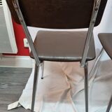 3 kitchen chairs from 1970, brown skaï