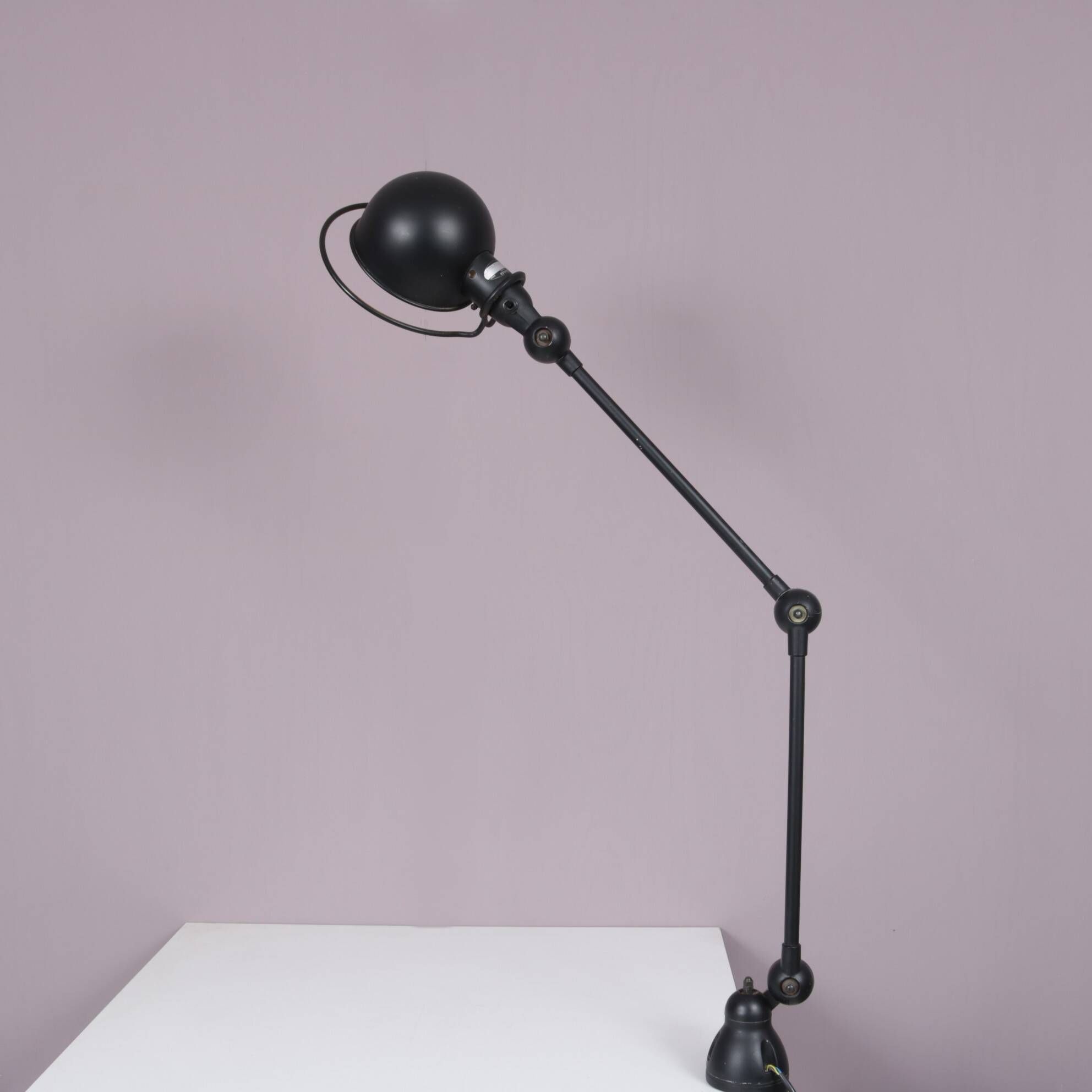 1950s Table clamp lamp in black metal, recent edition model SI332/ Jieldé,
