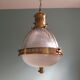 Holophane pendant lamp in prismatic glass and brass, 1920s-30s