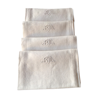 Linge de table en damassé comprenant une nappe et 4 serviettes