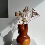 Two-tone brown ceramic wine pitcher H: 24cm