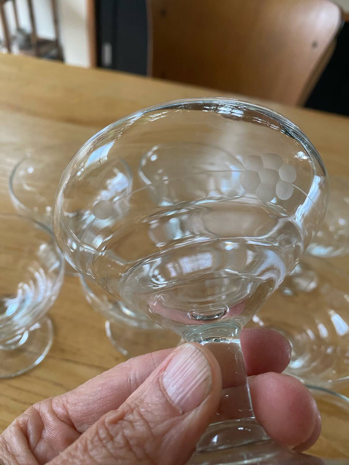 8 old champagne glasses