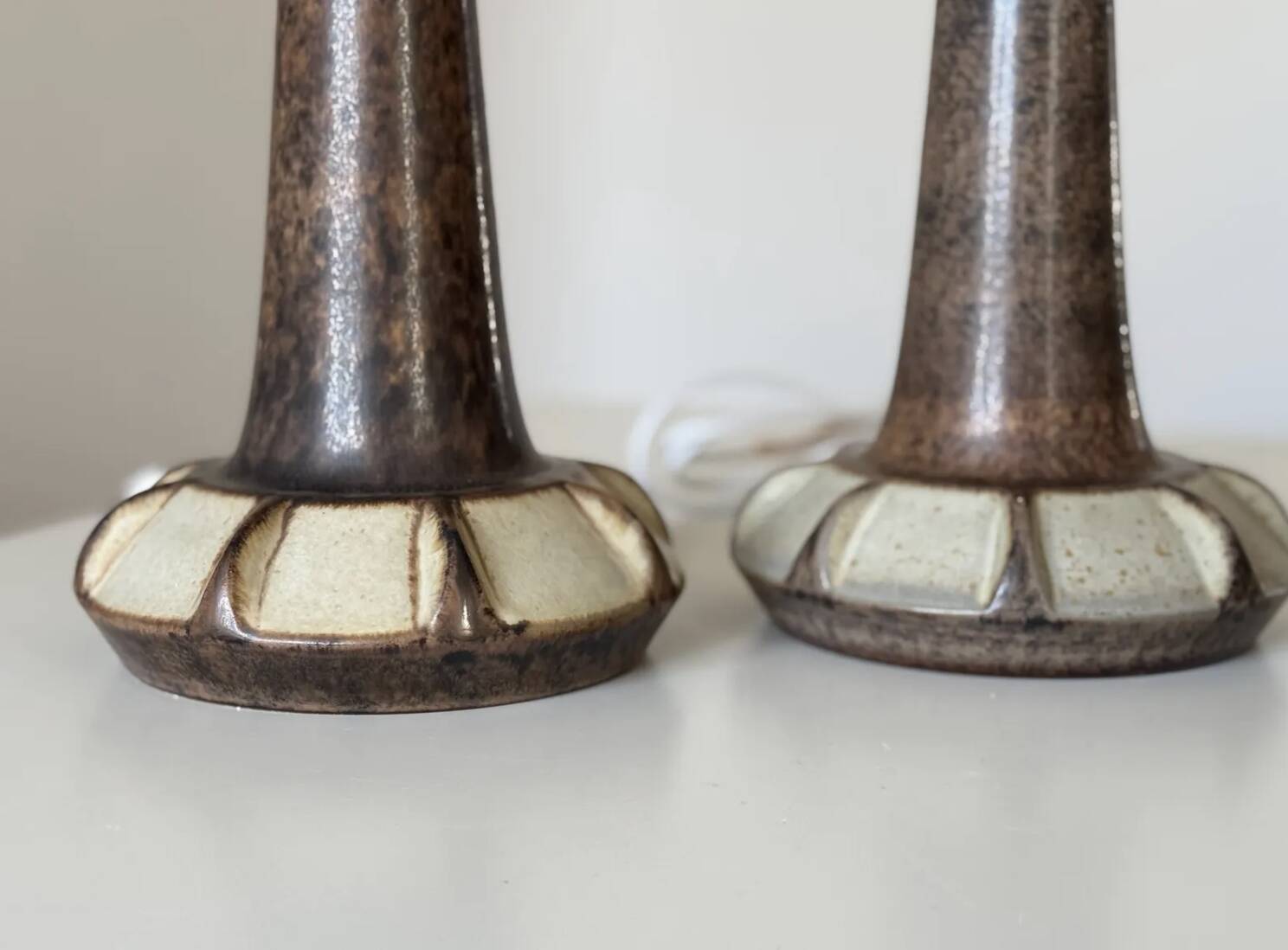 Pair Marianne Starck Stoneware Table Lamps: Michael Andersen Denmark, 1970s