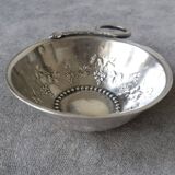 Tastevin in solid silver decorated with a snake and bunches of grapes