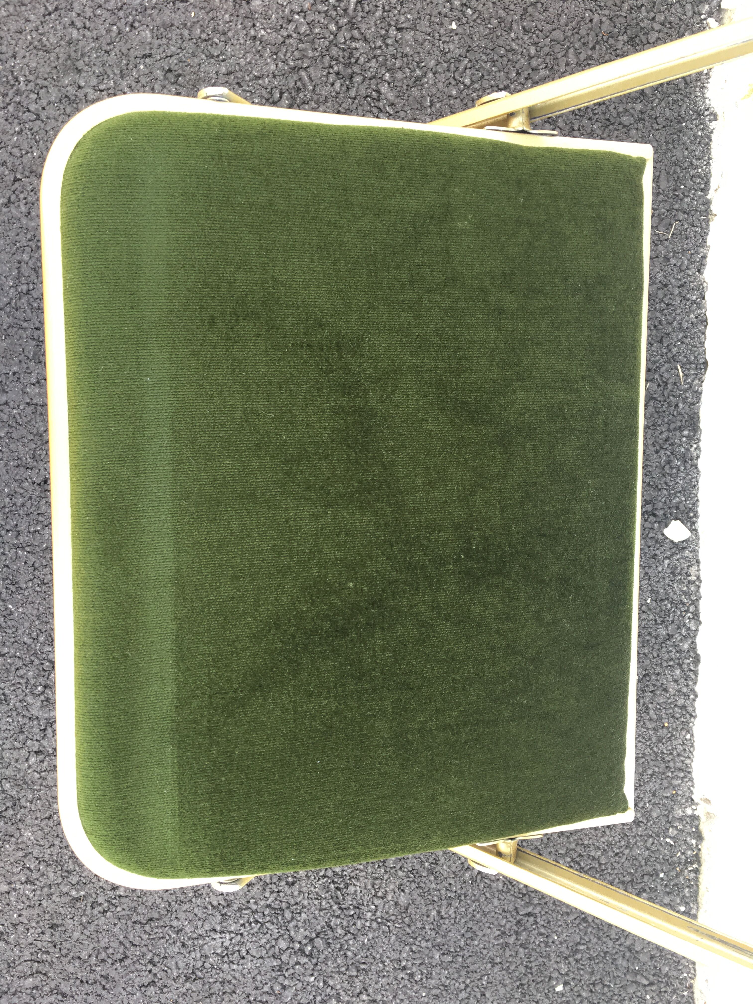 Lot of 4 golden folding chairs green velvet