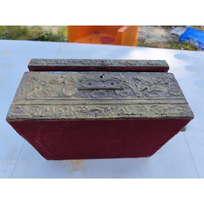 Antique repoussé brass box