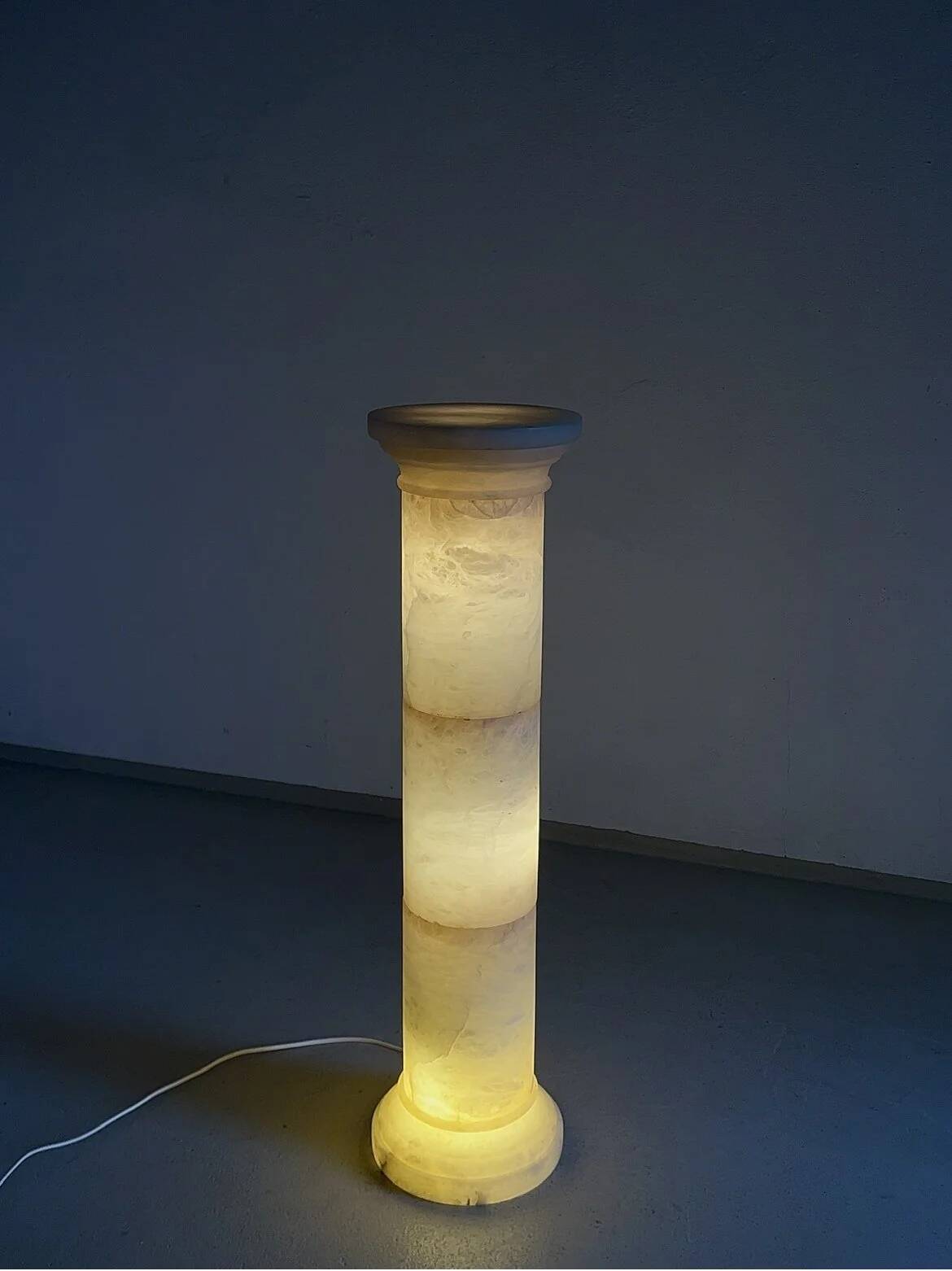 Alabaster column pedestal floor lamp | Italy | 1980s