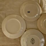 6 vintage dessert plates signed mismatched blue and white porcelain tableware - Lot E