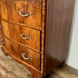 Art Deco curved chest of drawers in walnut
