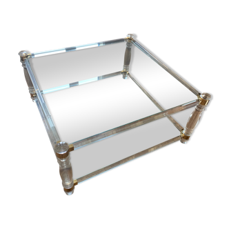 Glass and plexiglass coffee table 1980s