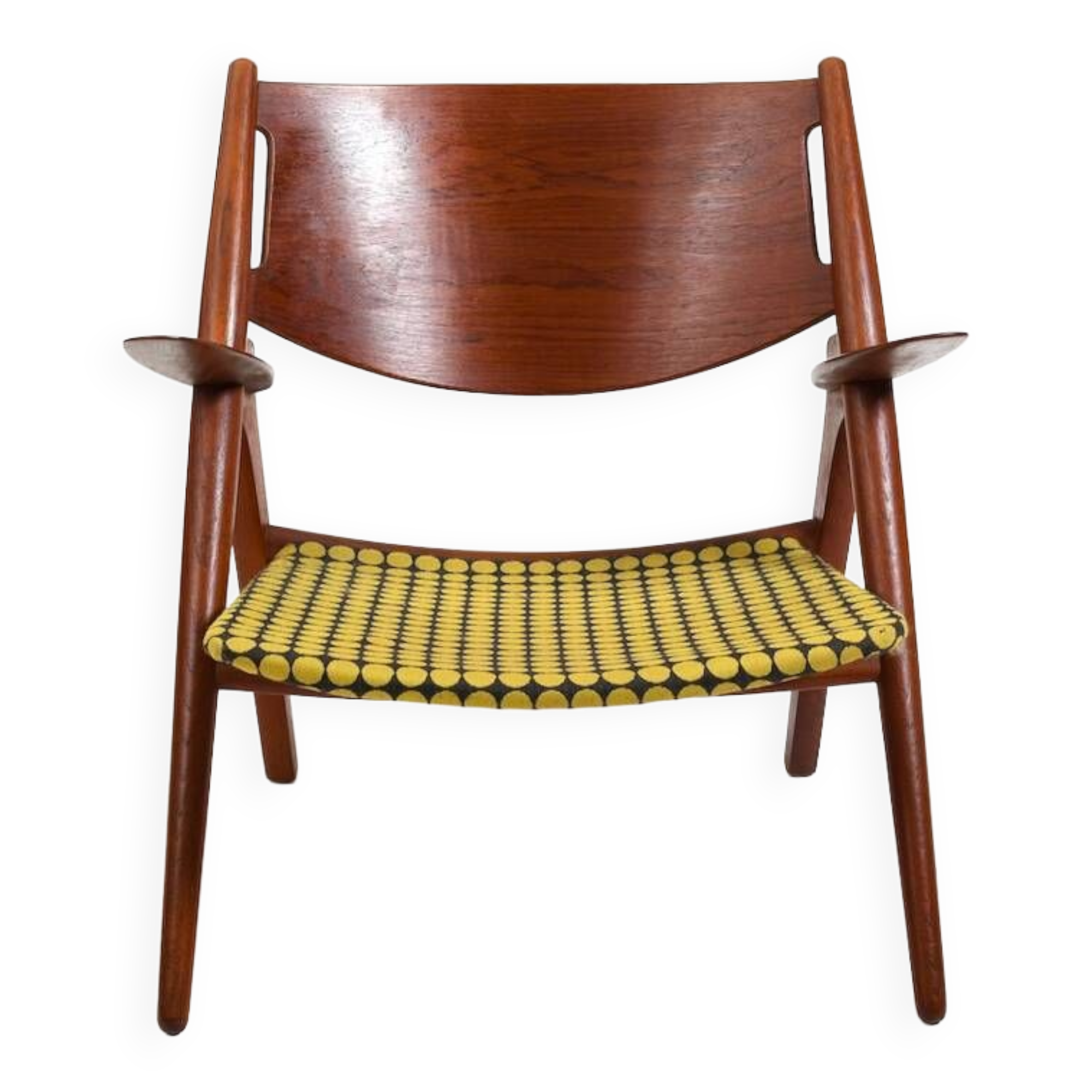 CH-28 Teak and Unika Vaev Easychair by Hans J. Wegner 1960s