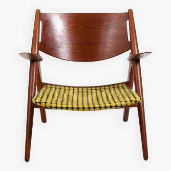 CH-28 Teak and Unika Vaev Easychair by Hans J. Wegner 1960s