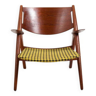 CH-28 Teak and Unika Vaev Easychair by Hans J. Wegner 1960s