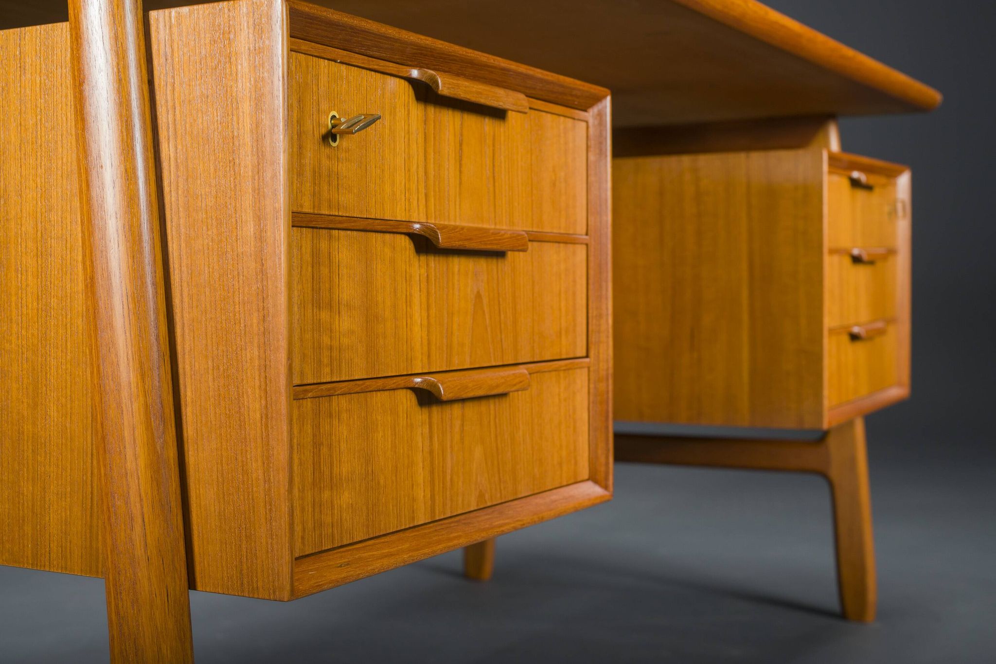Model 75 Teak Desk by Gunni Omann for Omann Jun Furniture Factory, 1960s