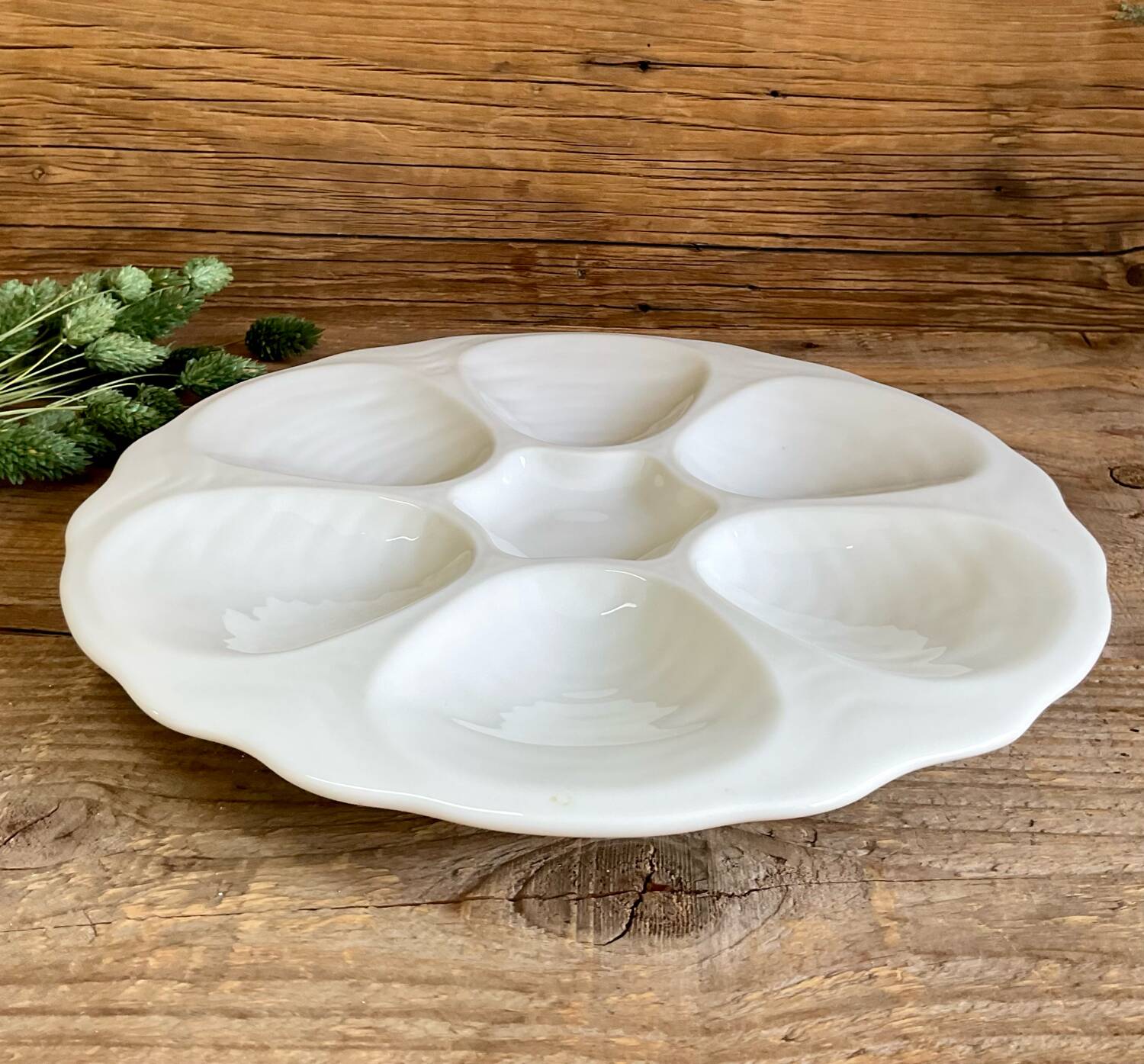 2 Apilco France porcelain oyster plates