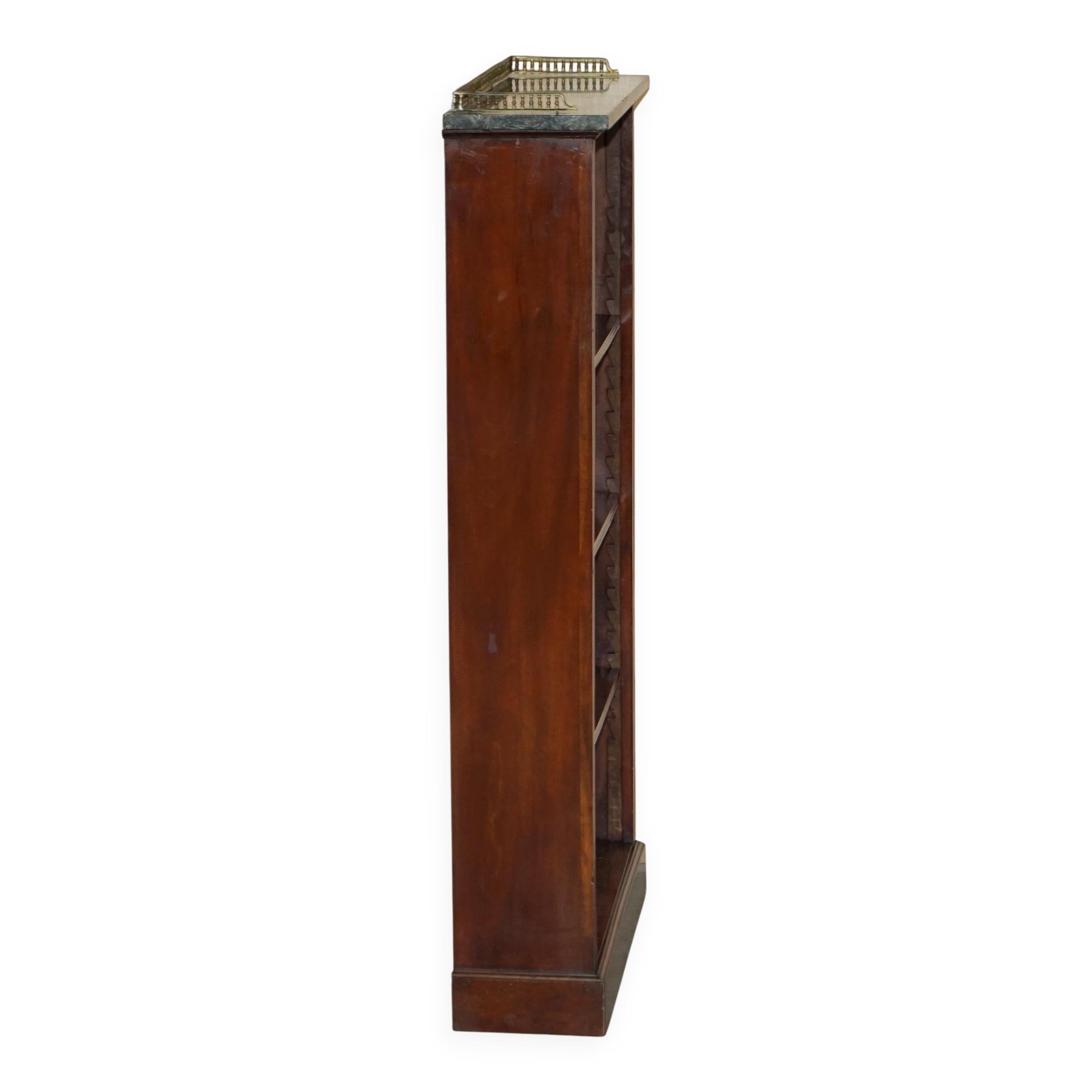 Pair of Regency Period Miniature Bookcases in Hardwood, Brass and Marble