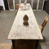 Black farmhouse table and white patinated top