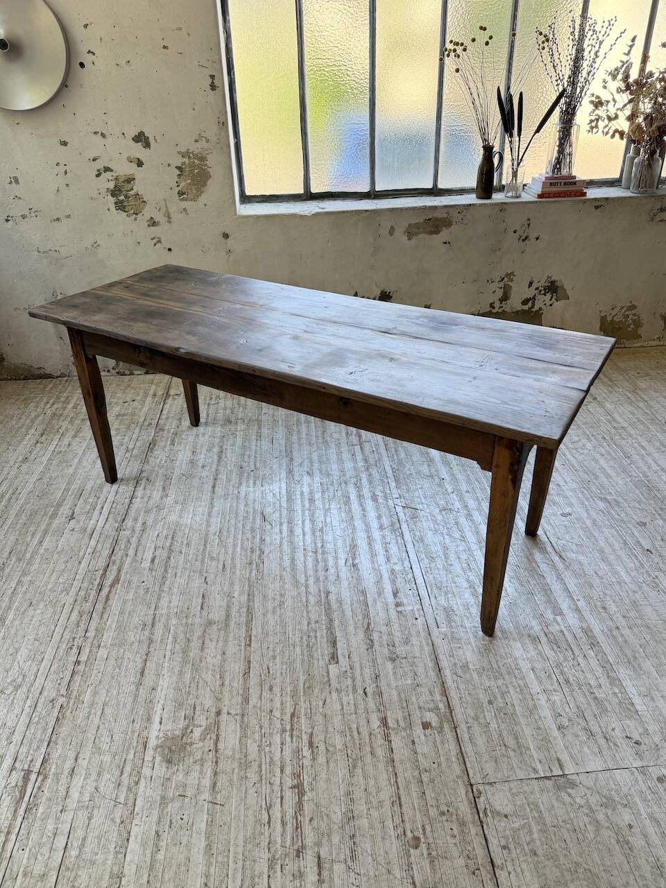 1950s oak farmhouse table with spindle legs