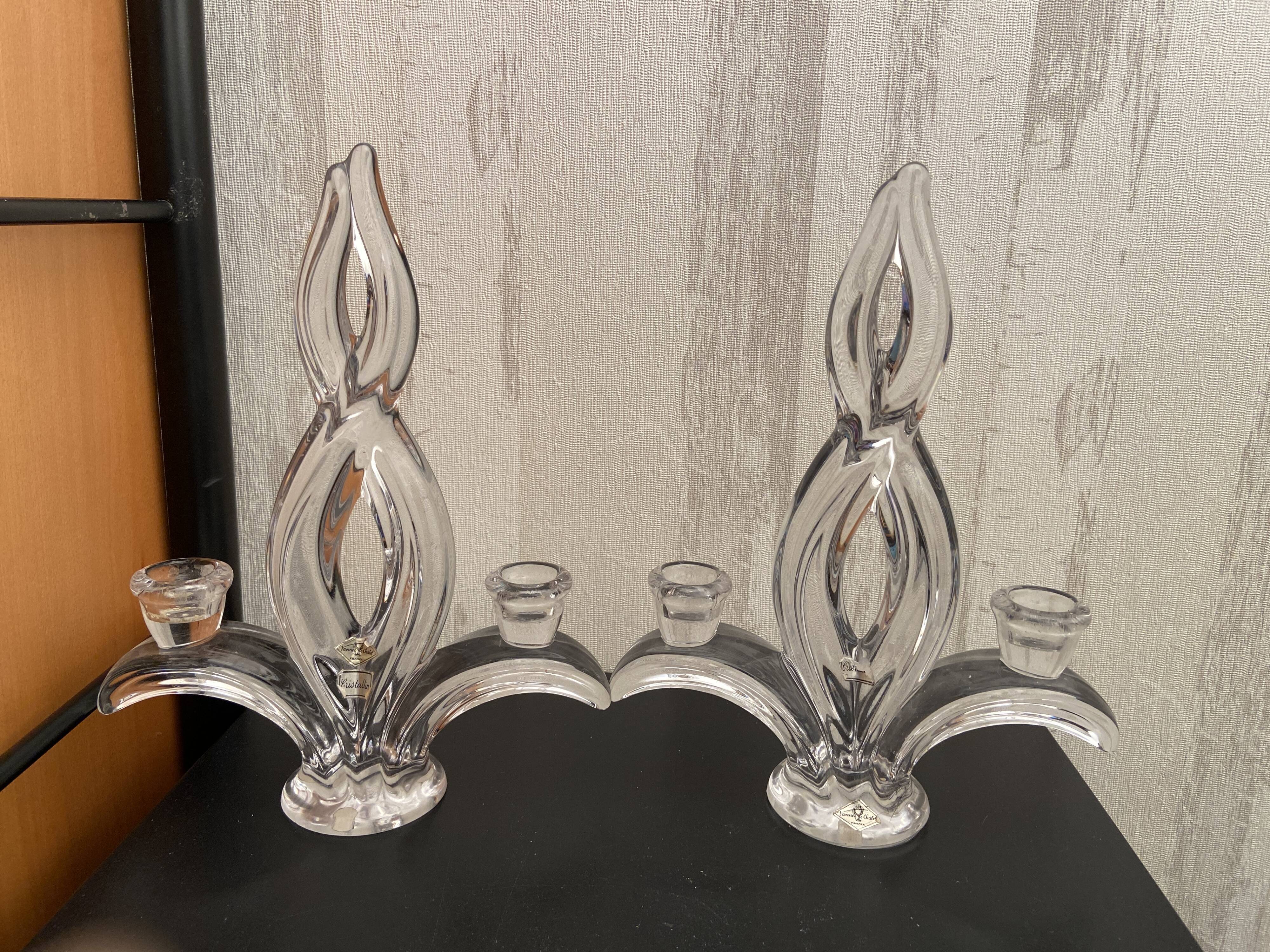Pair of crystal candlesticks