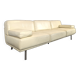 Cream leather 4-seater sofa