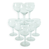 Set of 9 old wine glasses, engraved, 1940