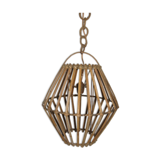 Suspension en rotin vintage