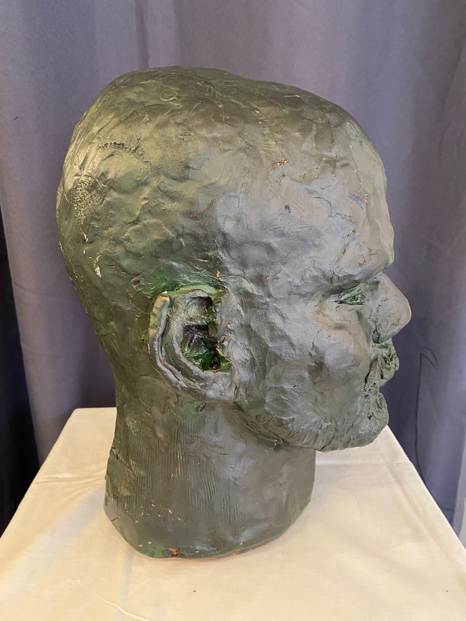 Bust of lenin terracotta sculpture color green bronze large format