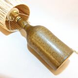 Vintage lamp in beige brown pyrite stoneware with raffia rope shade 1970